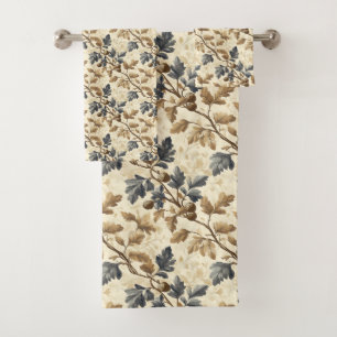 Feuilles de chêne vintage   Bleu et or élégant