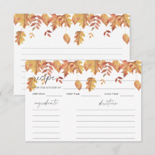 Feuilles de chute d'aquarelle - carte de recette