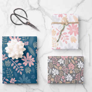 Feuilles de fleurs florales motifs à la main