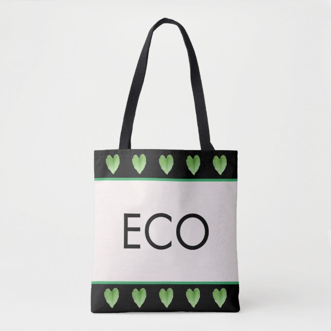 Feuilles de forme de cœur vert sur sac fourre-tout (Devant)