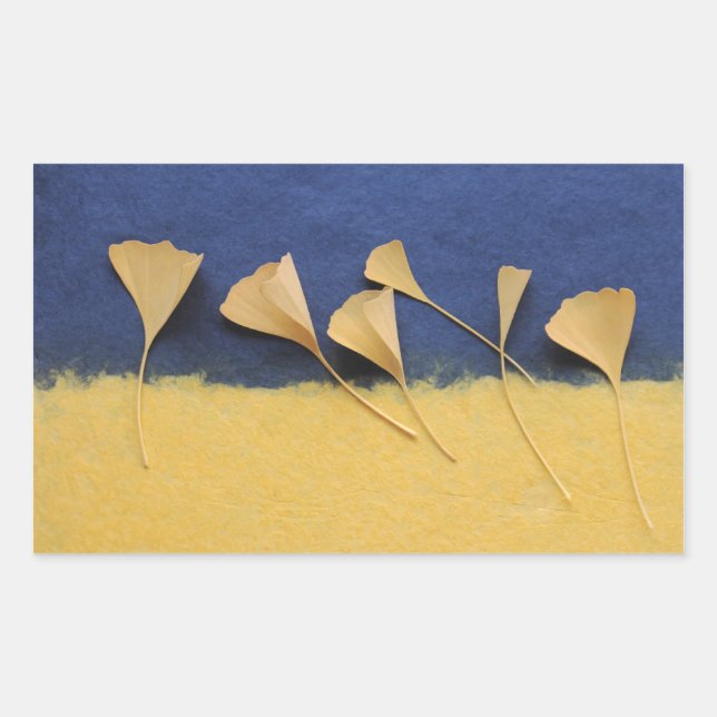 feuilles de ginkgo sur des autocollants rectangle  (Devant)