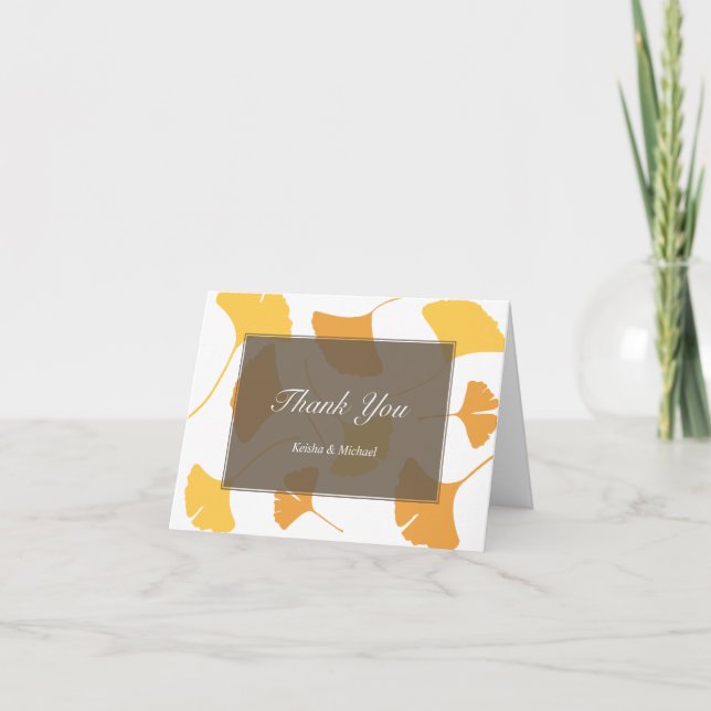 Feuilles de ginkgo tombantes carte de remerciement (Devant)