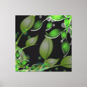Feuilles de jardin frais sur toile noire enveloppé