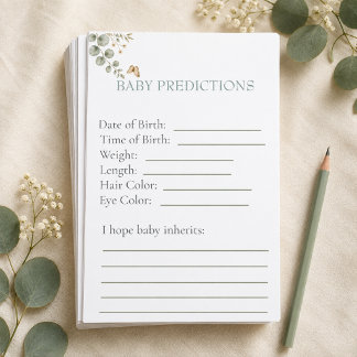 Feuilles de jeu de prédictions pour Baby Shower Wo