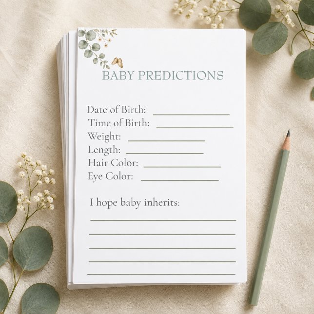 Feuilles de jeu de prédictions pour Baby Shower Wo (Woodland Bunny Baby Shower Predictions Game Sheets)