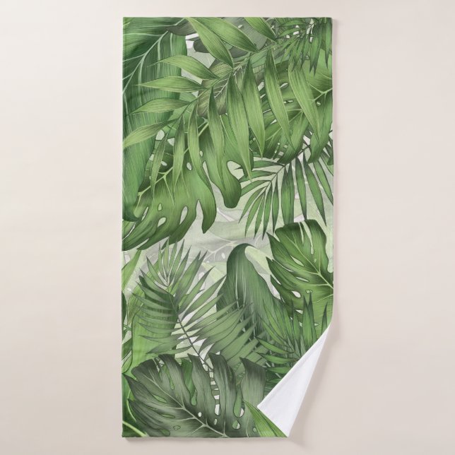 Feuilles de jungle tropicale : arrière - plans flo (Serviette de bain)