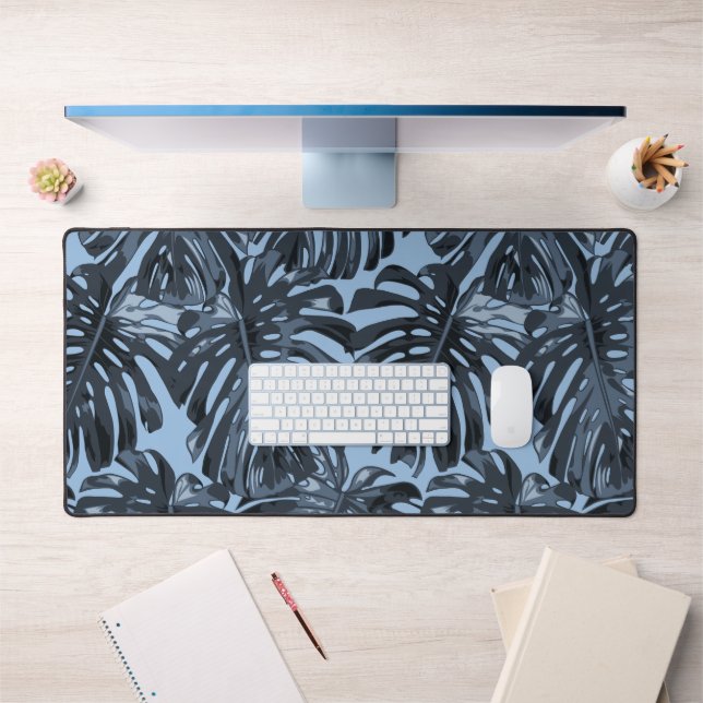 Feuilles de jungle tropicales Monstera bleu foncé  (Bureau 1)