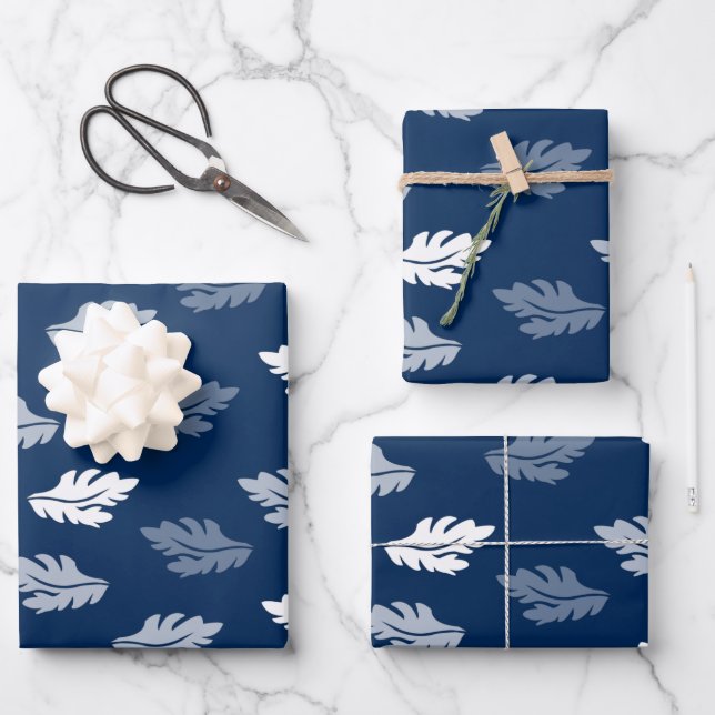 Feuilles de la marine Blue Antique Motif (Recto)