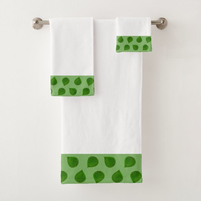Feuilles de l'Arbre de Jade sur Fond Vert et Blanc (En situation)
