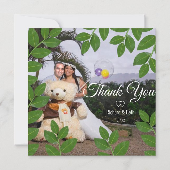 Feuilles de laurier romantiques Merci Mariage (Devant)