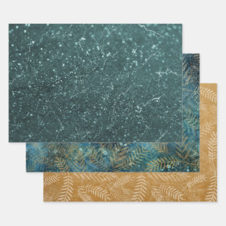 Feuilles de marbre sarcelle élégant or