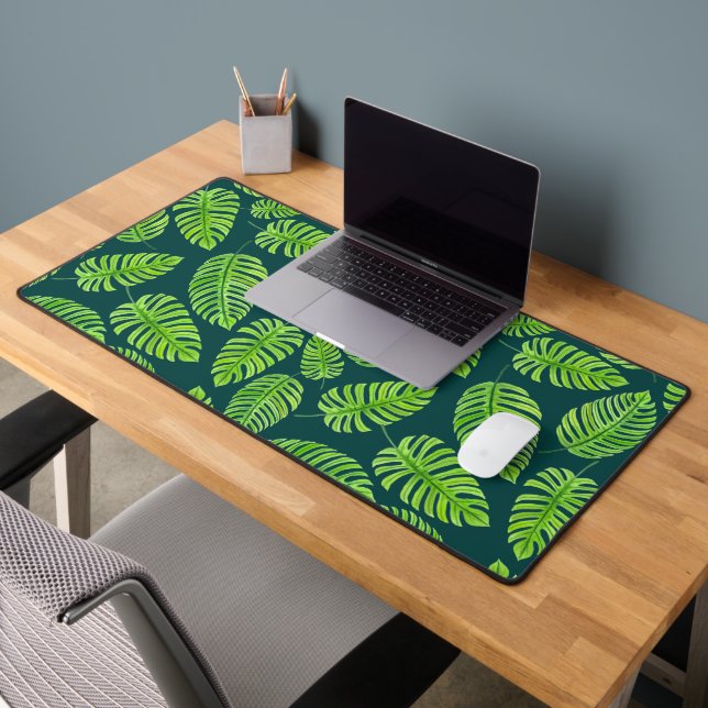 Feuilles de Monstera, motif d'aquarelle tropicale (Bureau 2)