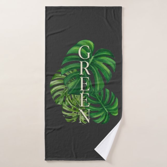 Feuilles de Monstera Vertes (Serviette de bain)