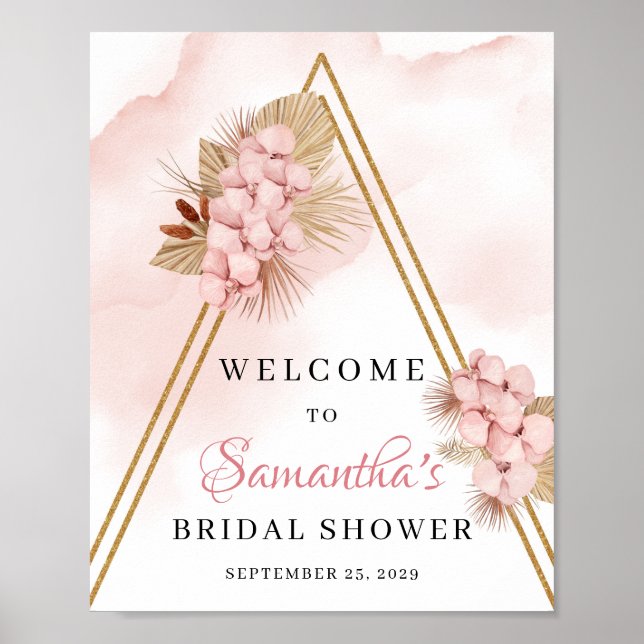 Feuilles de palme séché rose pâle Affiche de bienv (Devant)