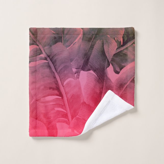 Feuilles de palmier tropicales roses lumineuses d' (Gant de toilette)