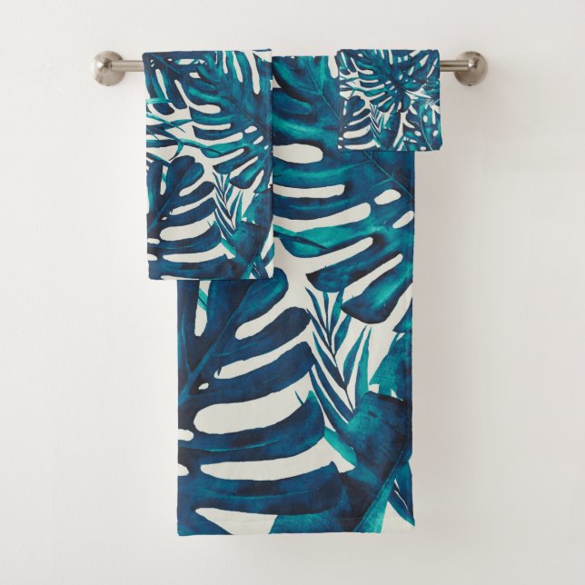 Feuilles de palmier tropicales vert cyan sarcelle  (En situation)