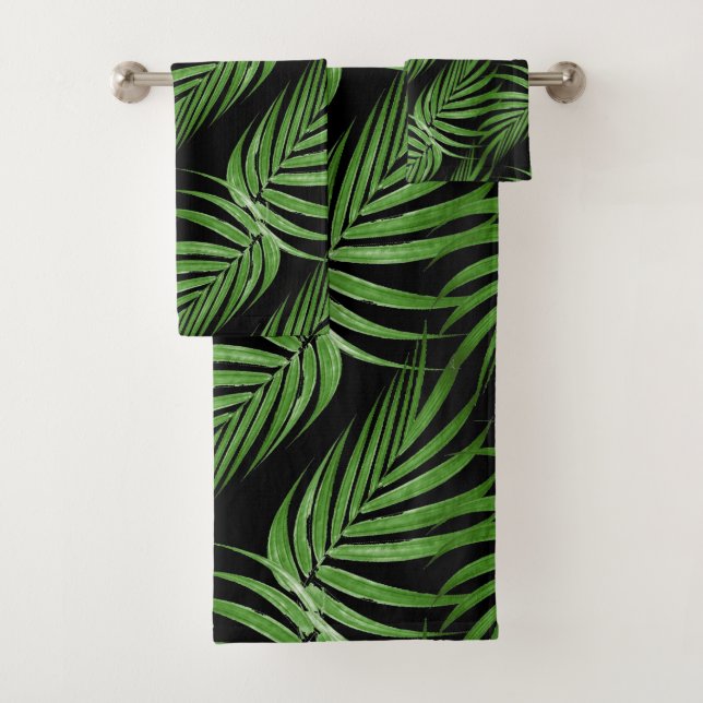 Feuilles de palmier vert botanique chic sur fond n (En situation)