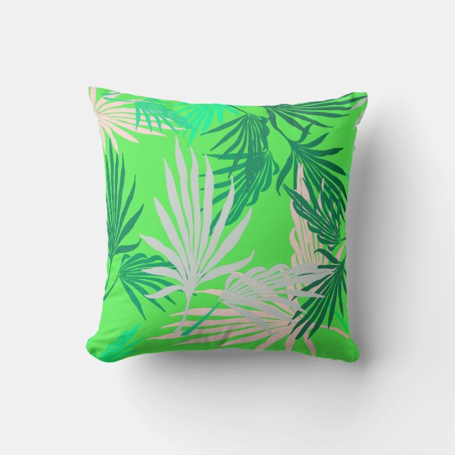 Feuilles de palmier vert Coussin de jet de nature (Recto)