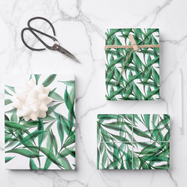 Feuilles de palmier vertes aquarelle transparente (Recto)
