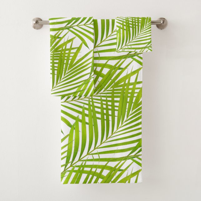 Feuilles de palmier vertes botaniques simples sur  (En situation)