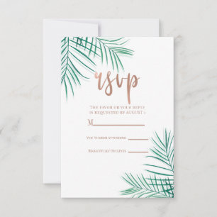 Feuilles de palmier vertes Réponse RSVP élégante t