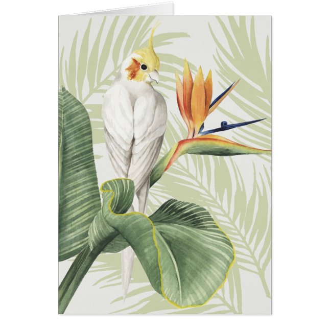 Feuilles De Palmiers Avec Oiseau Blanc (Devant)
