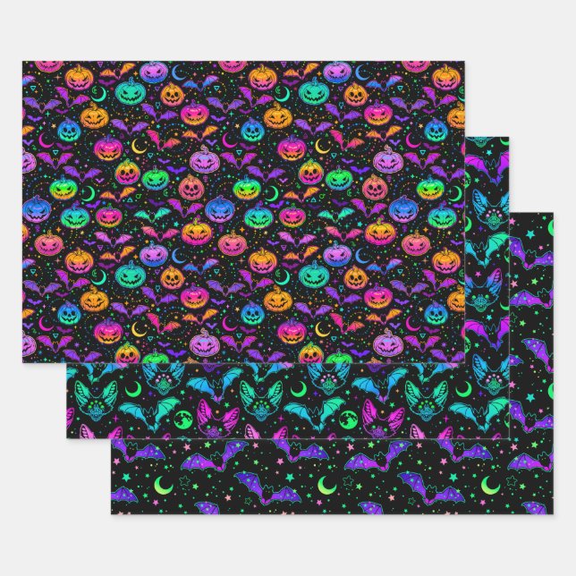 Feuilles de papier à enveloppement mixte Halloween (Lot)