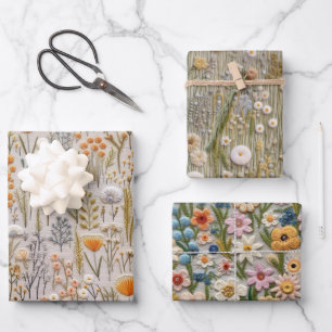 Feuilles de papier à envelopper de broderie mervei