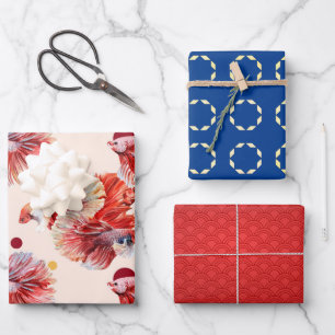 Feuilles de papier à envelopper Lucky Goldfish