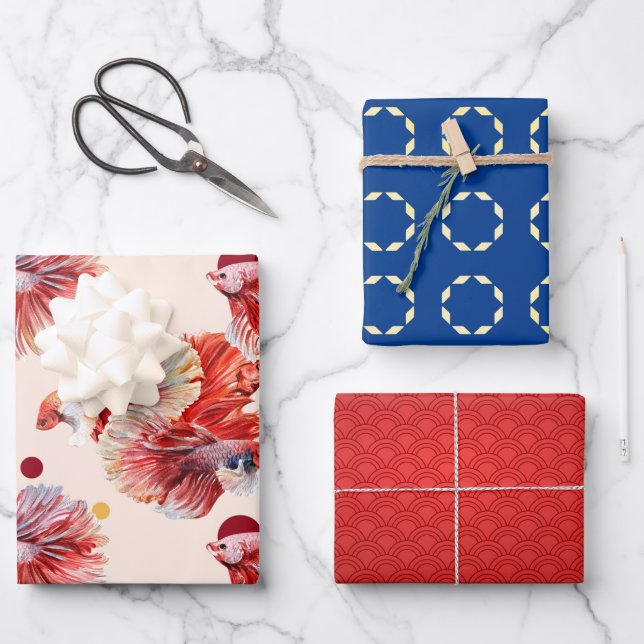 Feuilles de papier à envelopper Lucky Goldfish (Recto)