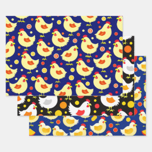 Feuilles de papier à envelopper Motif de poulet et