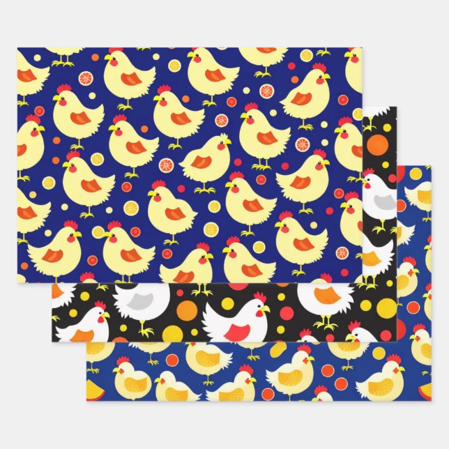 Feuilles de papier à envelopper Motif de poulet et (Lot)