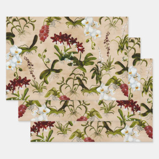Feuilles de papier à envelopper - Motif orchidée à