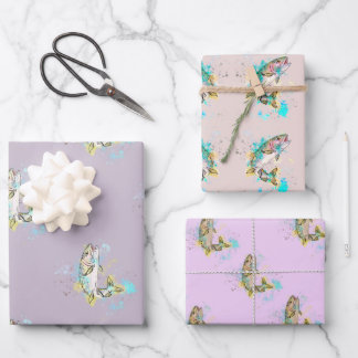 Feuilles de papier à envelopper violet de truite a