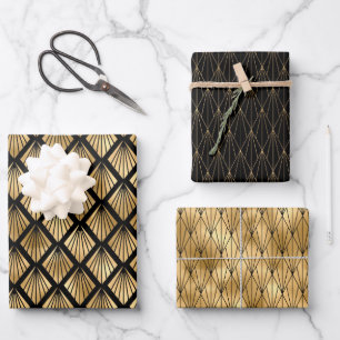 Feuilles de papier Art Déco Gold & Black Wrapper