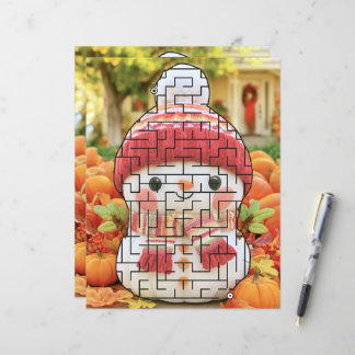 Feuilles de papier avec un labyrinthe de citrouill