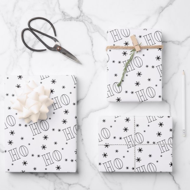 Feuilles de papier blanc moderne Ho Ho Ho Wrapping (Recto)