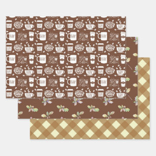 FEUILLES DE PAPIER Brown MOTIF SANS PAROI