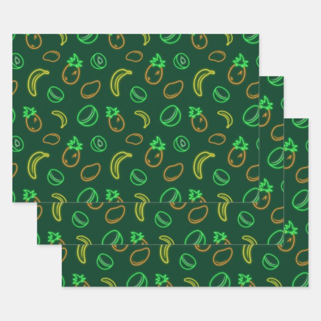 Feuilles de papier cadeau à motif de fruits tropic (Lot)