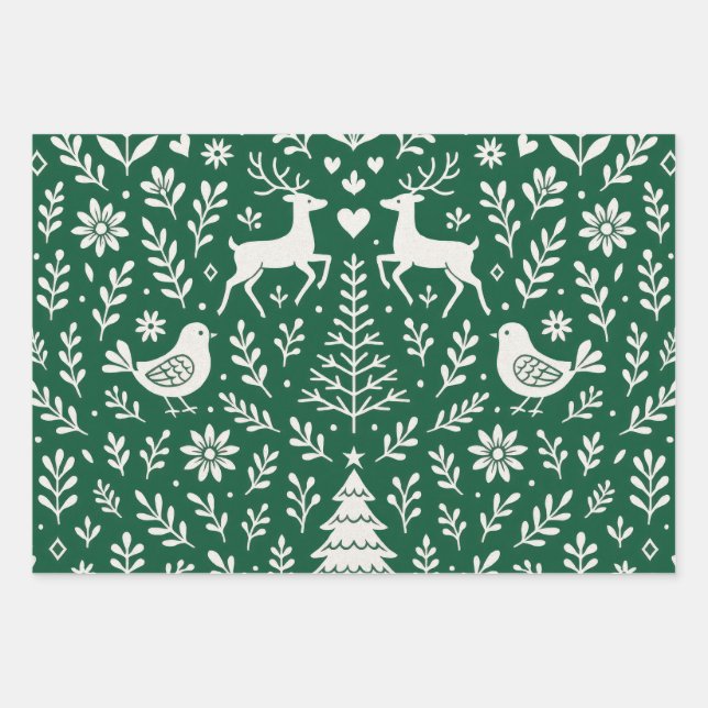 FEUILLES DE PAPIER CADEAU À MOTIF SCANDINAVE (Devant)