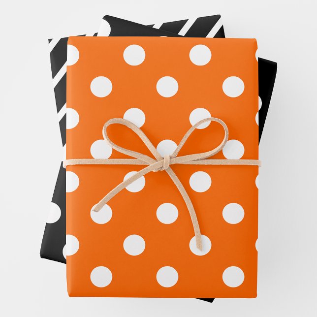 Feuilles de papier cadeau orange, noir et blanc (Créateur téléchargé)