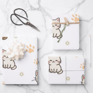 Feuilles de papier cadeau Patte de chat mignonne |