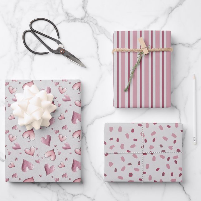Feuilles de papier cadeau rose pastel adorable (Recto)