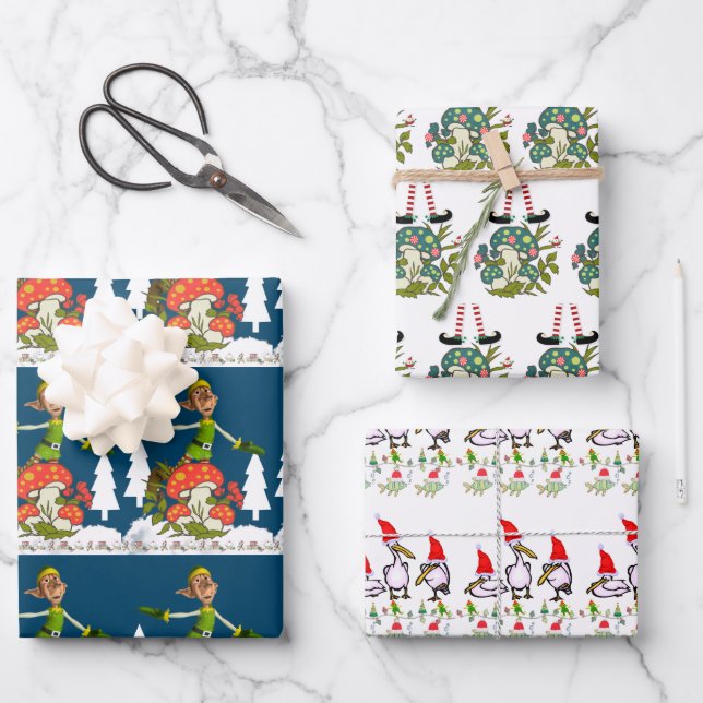 Feuilles de papier cadeau Santa Noël joyeux (Recto)