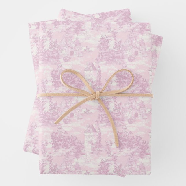 Feuilles de papier cadeau Toile Rose (En situation)