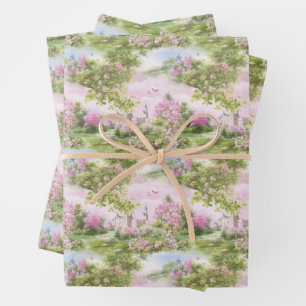 Feuilles de papier cadeau toile rose