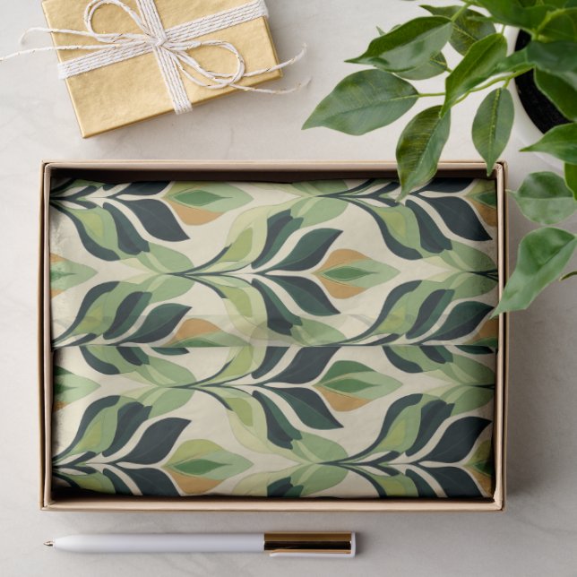 Feuilles de papier de soie vert Art Déco (Cadeau)