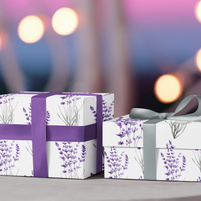 Feuilles de papier d'emballage à la lavande (Celebrate any special occasion with these watercolor lavender wrapping paper sheets! )