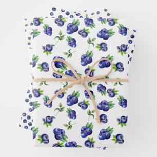 Feuilles de papier d'emballage à motif myrtille aq