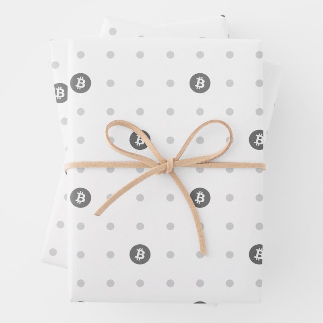 Feuilles de papier d'emballage à pois Bitcoin (En situation)